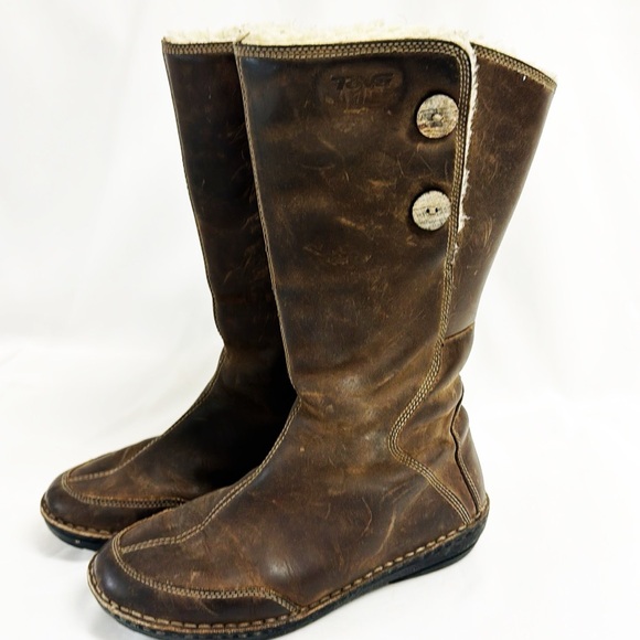 Teva Tonalea Suede Leather Boots Fur Lined Zippers Size 6/6.5 - Picture 2 of 8